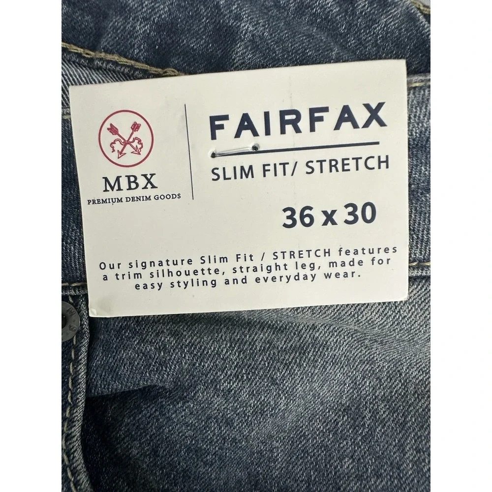 MBX ‎ Men's Fairfax Denim, Slim Fit Stretch Premium Jeans Peace Size 36X30 New